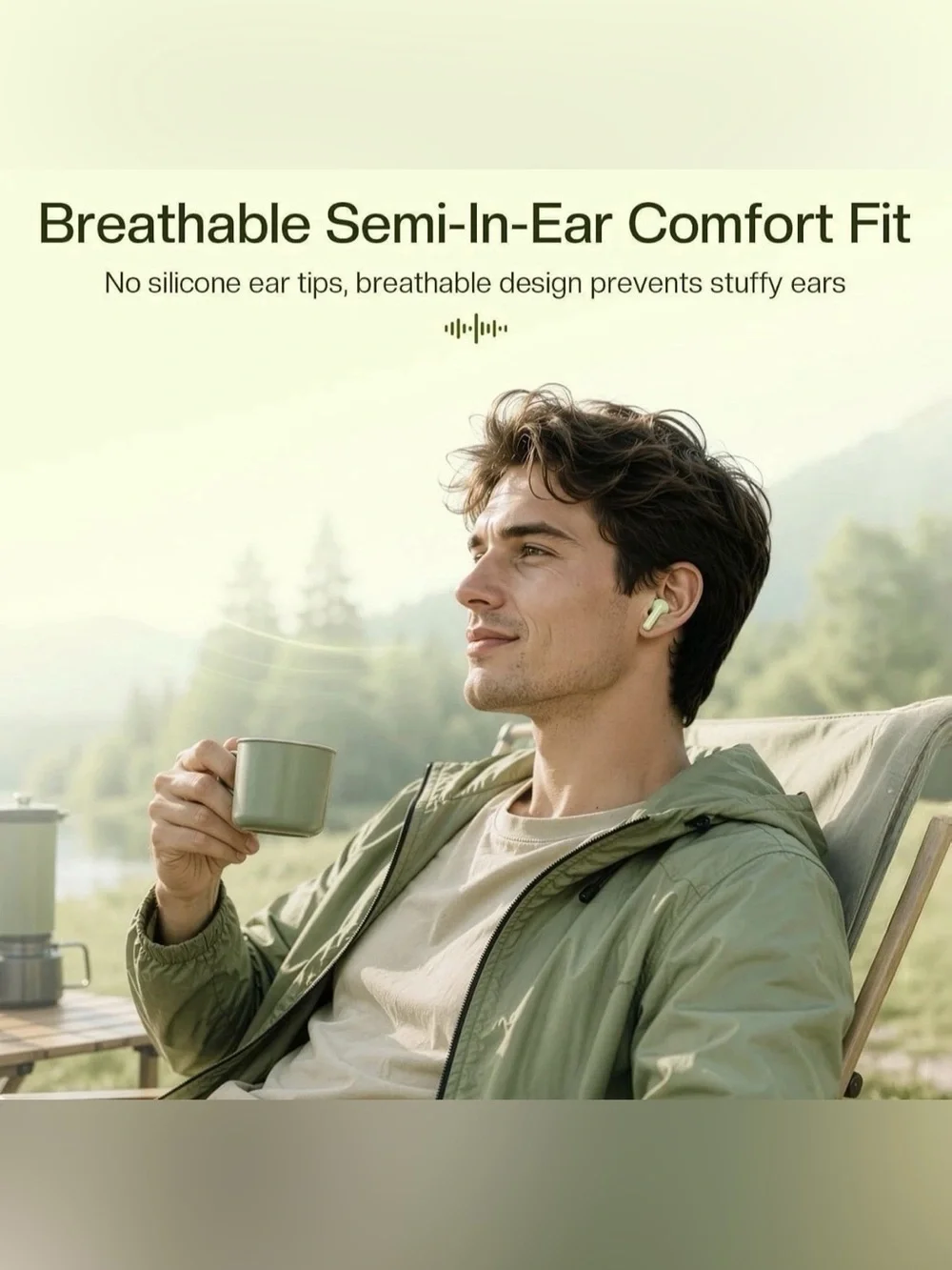 Wireless Earbuds with Charging Case - Light Green